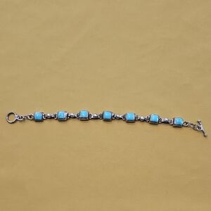 Vintage Turquoise Stone Silver (925 Mexico) Link Bracelet